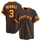 S.Diego Padres #3 Jackson Merrill Player Brown Home Cooperstown Collection Replica Game Fdoa Stitched Jerseys