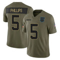 C.Panthers #5 Jaelan Phillips Player Olive Salute to Service Limited Home Game Gdoa Stitched Jerseys