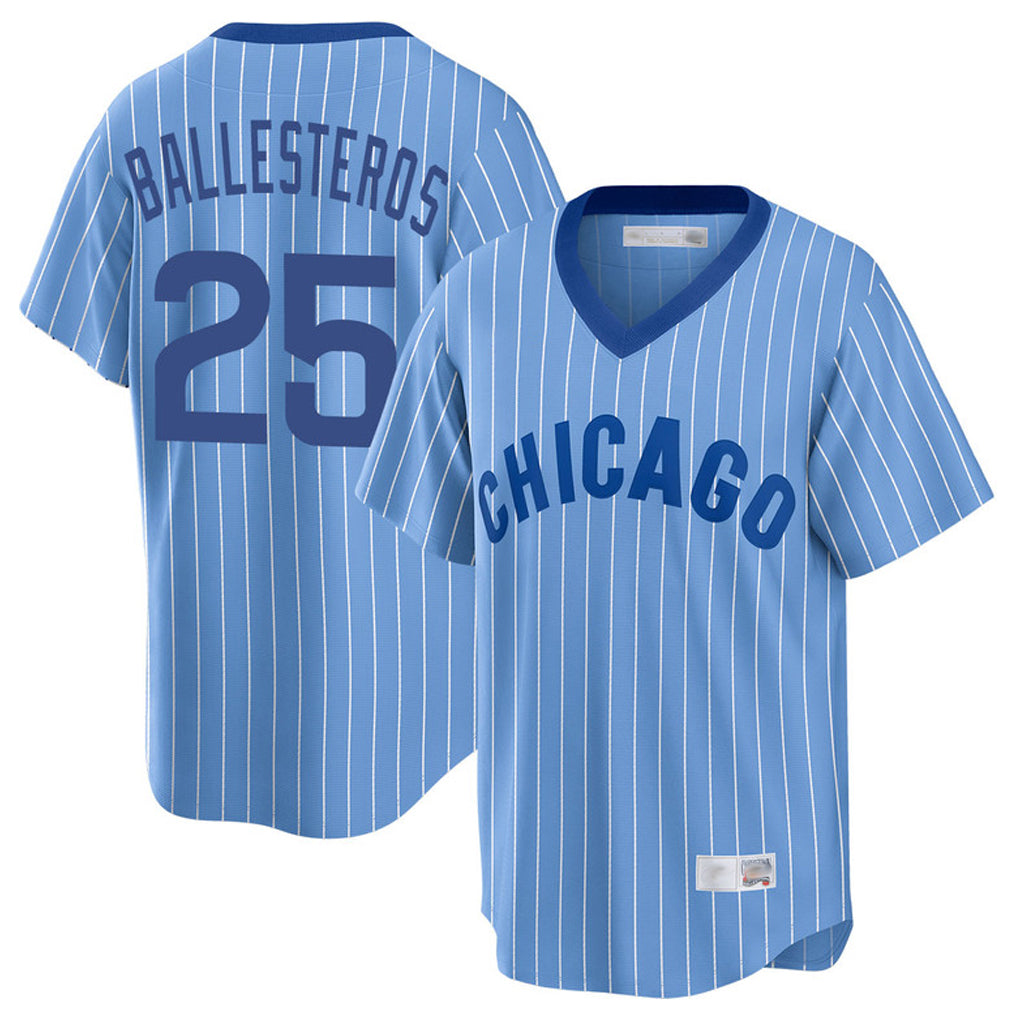 C.Cubs #25 Mois¨¦s Ballesteros Player Blue T-shirt Cooperstown Collection Limited Gdoa Stitched Jerseys