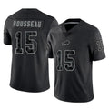 B.Bills #15 Greg Rousseau Player Black RFLCTV Limited Gdoa Stitched Jerseys