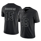 B.Bills #15 Greg Rousseau Player Black RFLCTV Limited Gdoa Stitched Jerseys