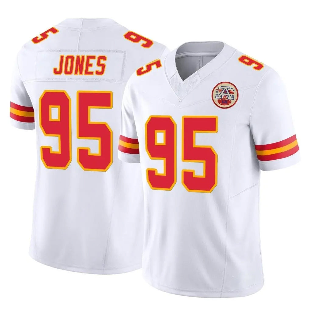 KC.Chiefs #95 Chris Jones Player White Limited Vapor F.U.S.E. Home Game Gdoa Stitched Jerseys