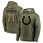 IN.Colts #71 Matt Goncalves Player Olive Salute to Service Pullover Hoodies Home Game Gdoa Stitched Jerseys