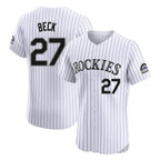 C.Rockies #27 Jordan Beck Player White Limited Elite Home Gdoa Stitched Jerseys