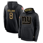 NY.Giants #8 Jevon Holland Player Black Salute to Service Hoodies Limited Game Gdoa Stitched Jerseys