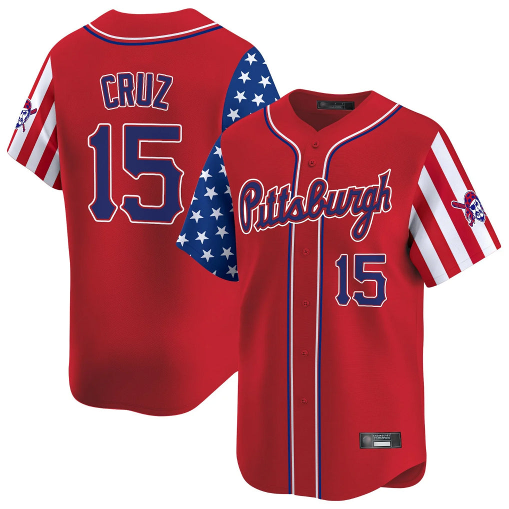 P.Pirates #15 Oneil Cruz Player Red 2025 Independence Day Vapor Premier Limited Fdoa Stitched Jerseys