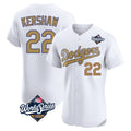 LA.Dodgers #22 Clayton Kershaw Player Gold World Series Limited Elite Home Fdoa Stitched Jerseys
