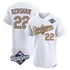 LA.Dodgers #22 Clayton Kershaw Player Gold World Series Limited Elite Home Fdoa Stitched Jerseys