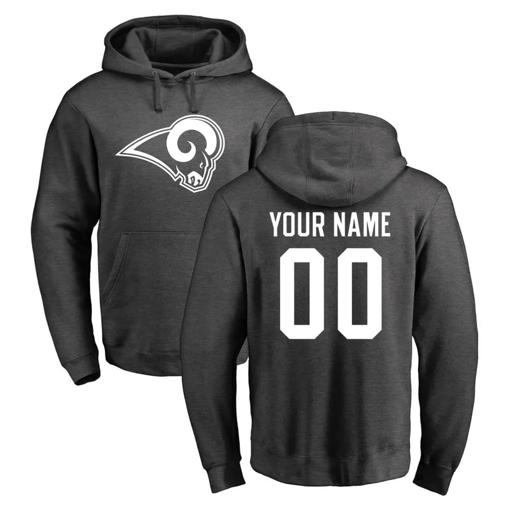 Custom LA.Rams Gray Pullover Hoodie Limited Game Any Name & Numbers Gdoa Stitched Jerseys