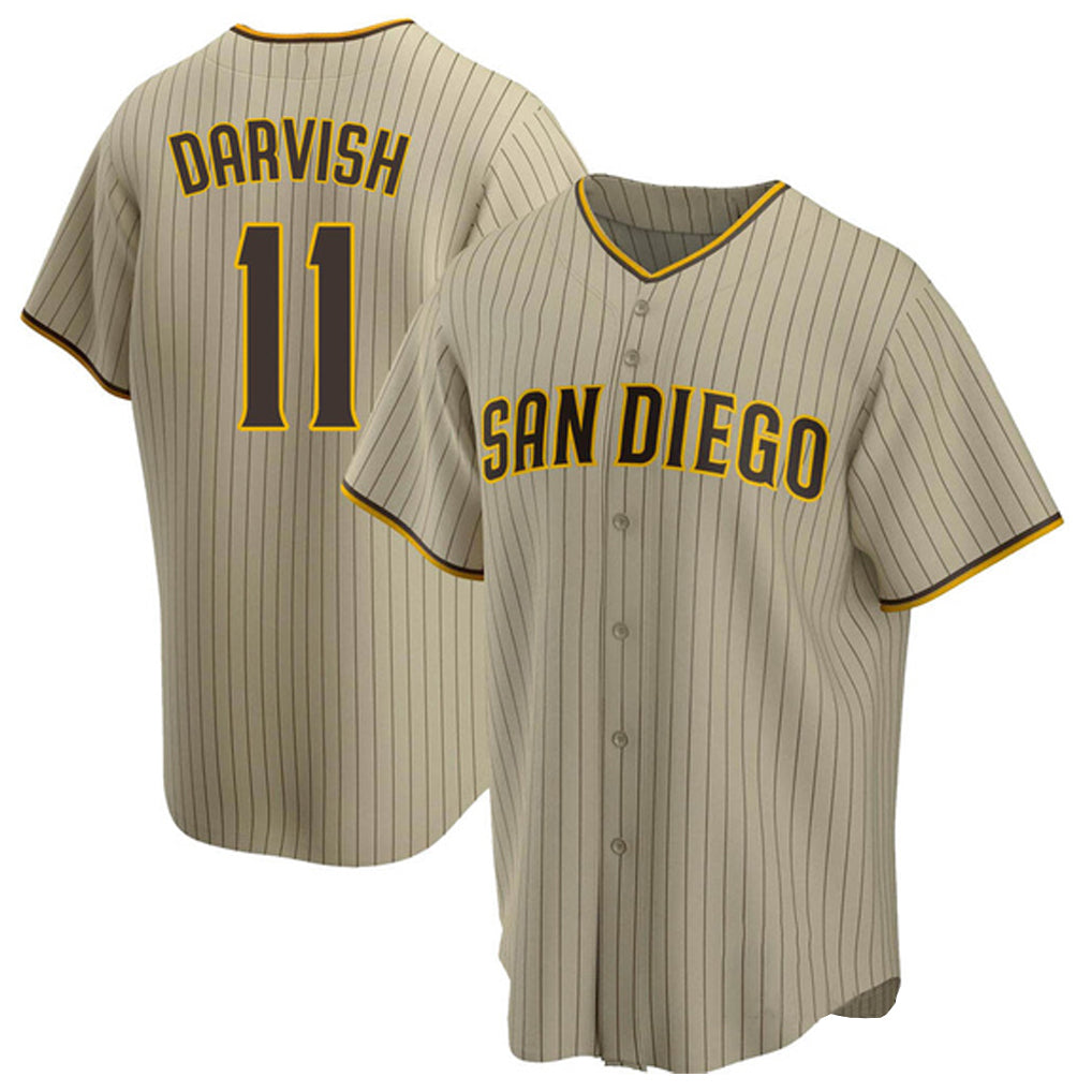 S.Diego Padres #11 Yu Darvish Player Khaki Home Game Fdoa Stitched Jerseys