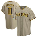 S.Diego Padres #11 Yu Darvish Player Khaki Home Game Fdoa Stitched Jerseys