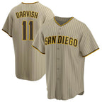 S.Diego Padres #11 Yu Darvish Player Khaki Home Game Fdoa Stitched Jerseys