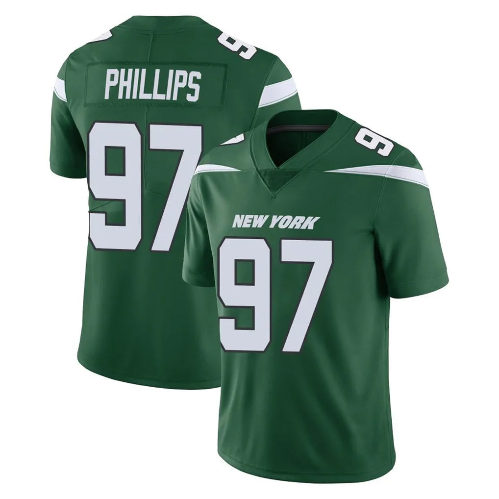NY.Jets #97 Harrison Phillips Player Green Limited Vapor Home Game Gdoa Stitched Jerseys