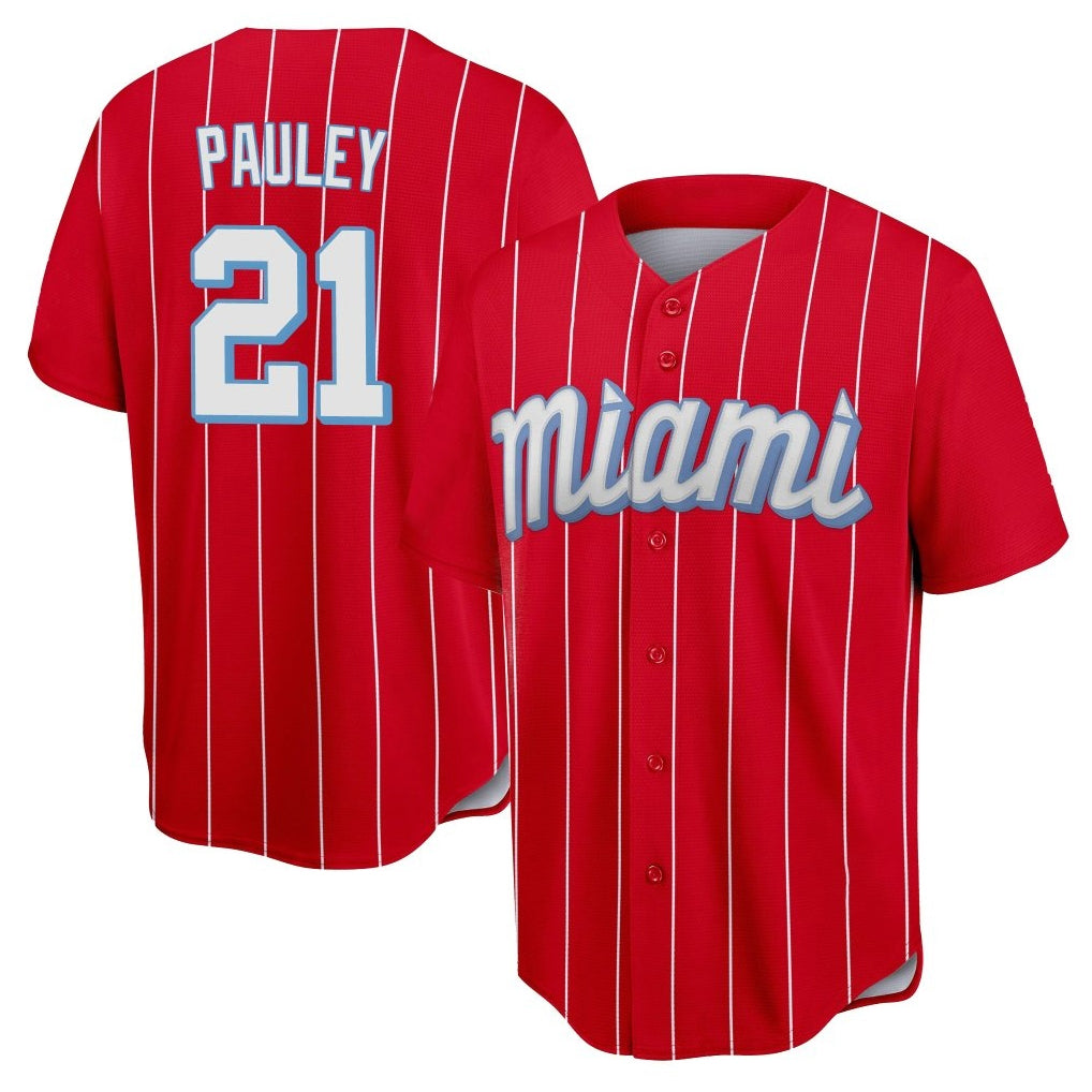 M.Marlins #21 Graham Pauley Player Red City Connect Home Game Fdoa Stitched Jerseys