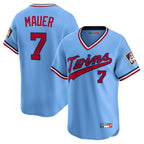 M.Twins #7 Joe Mauer Player Light Blue Throwback Cooperstown Collection Limited T-shirt Fdoa Stitched Jerseys