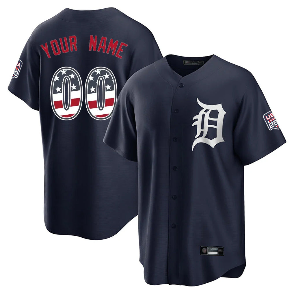 Custom D.Tigers Navy USA 250 Limited Home Game Any Name & Number Gdoa Stitched Jerseys