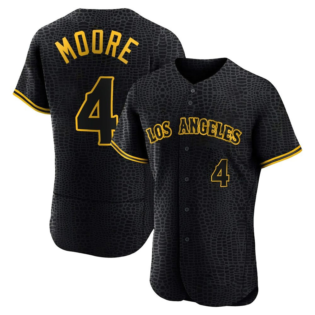 LA.Angels #4 Christian Moore Player Black Snake Skin City Limited Elite Home Fdoa Stitched Jerseys