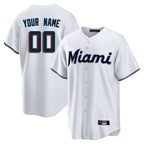 Custom M.Marlins White Home Game Any Name & Number Gdoa Stitched Jerseys
