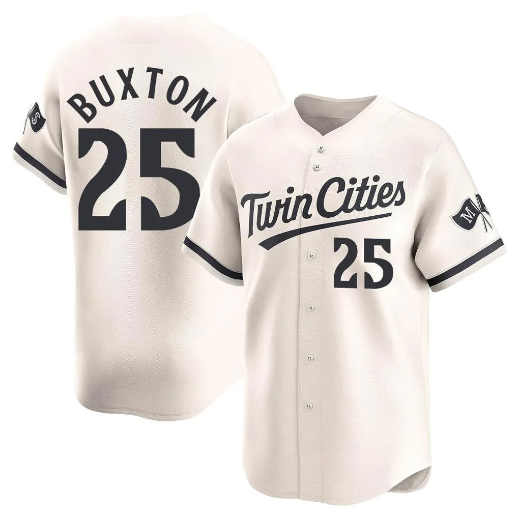 M.Twins #25 Byron Buxton Player Cream Home Limited Fdoa Stitched Jerseys
