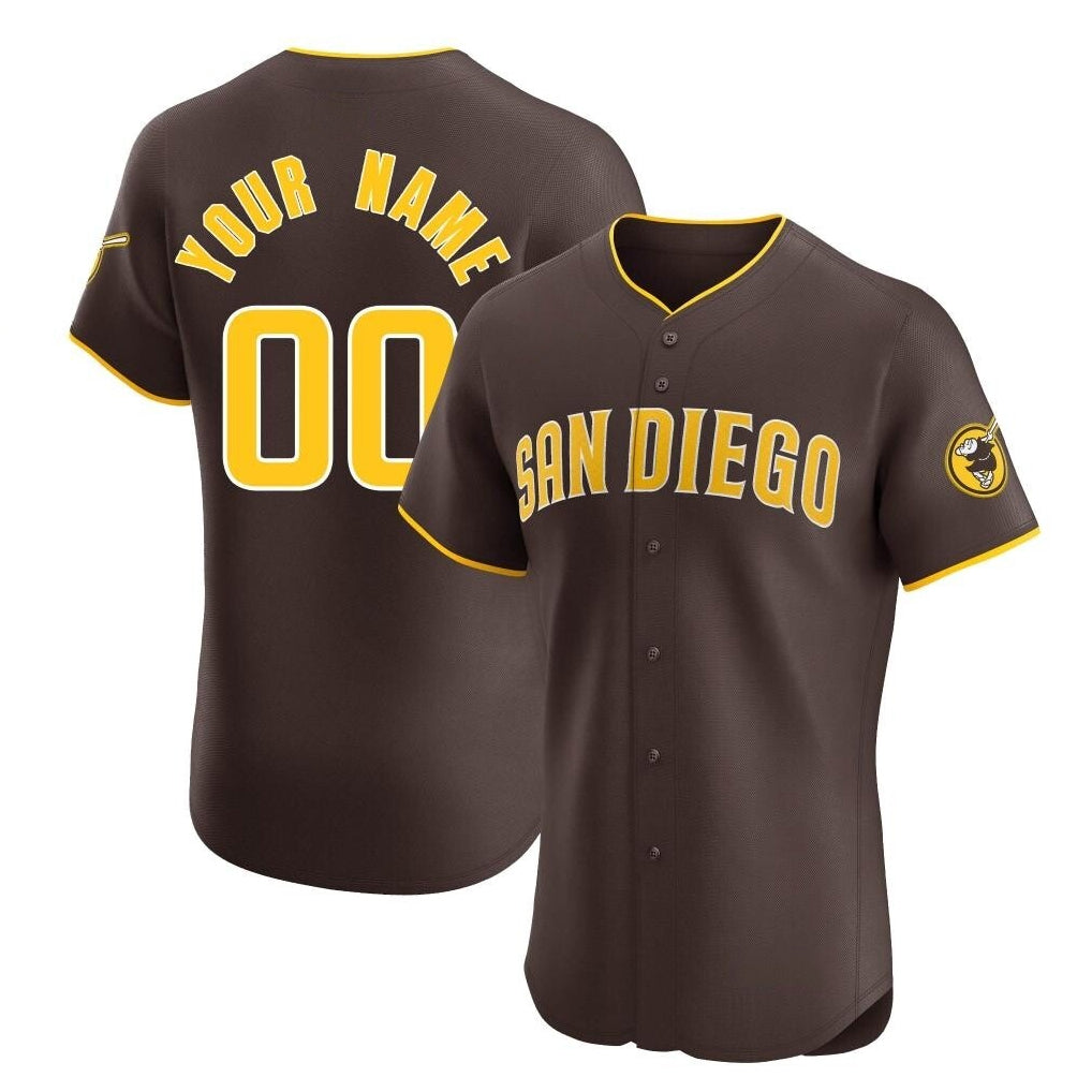 Custom S.Diego Padres Brown Limited Elite Home Game Any Name & Number Gdoa Stitched Jerseys