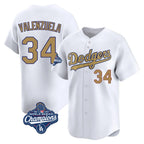 LA.Dodgers #34 Fernando Valenzuela Player Gold World Series Meet Collection Limited Home Fdoa Stitched Jerseys