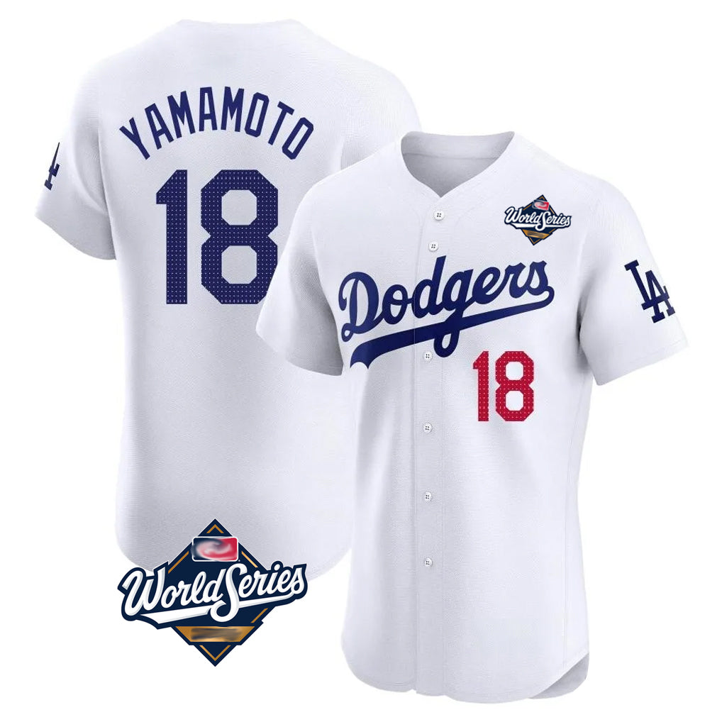 LA.Dodgers #18 Yoshinobu Yamamoto Player White World Series Limited Elite Home Fdoa Stitched Jerseys