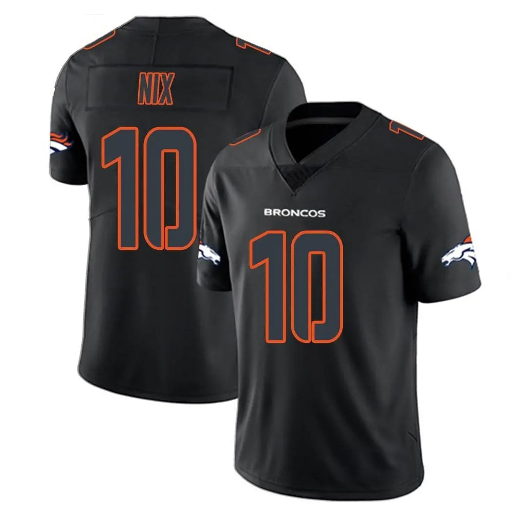 D.Broncos #10 Bo Nix Player Black Impact Limited Game Gdoa Stitched Jerseys