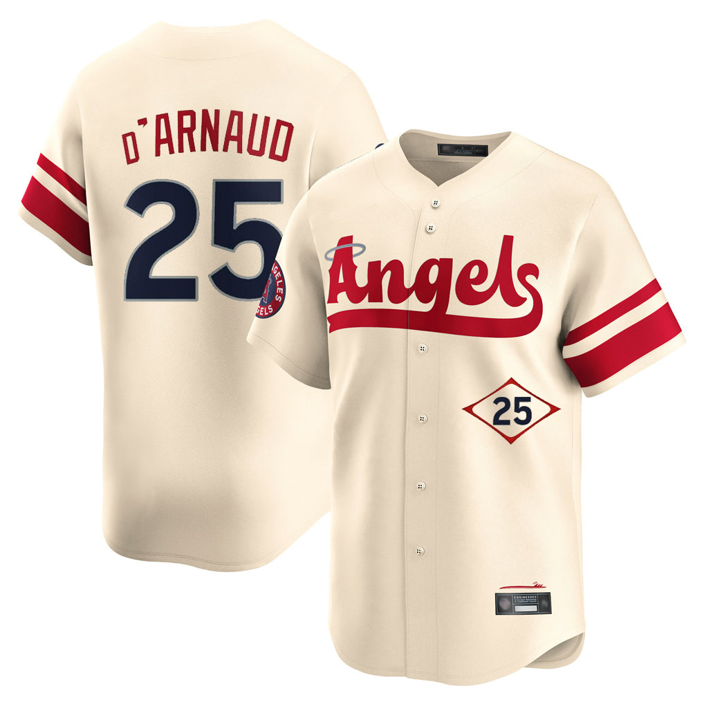 LA.Angels #25 Travis d'Arnaud Player Cream City Connect Limited Home Fdoa Stitched Jerseys