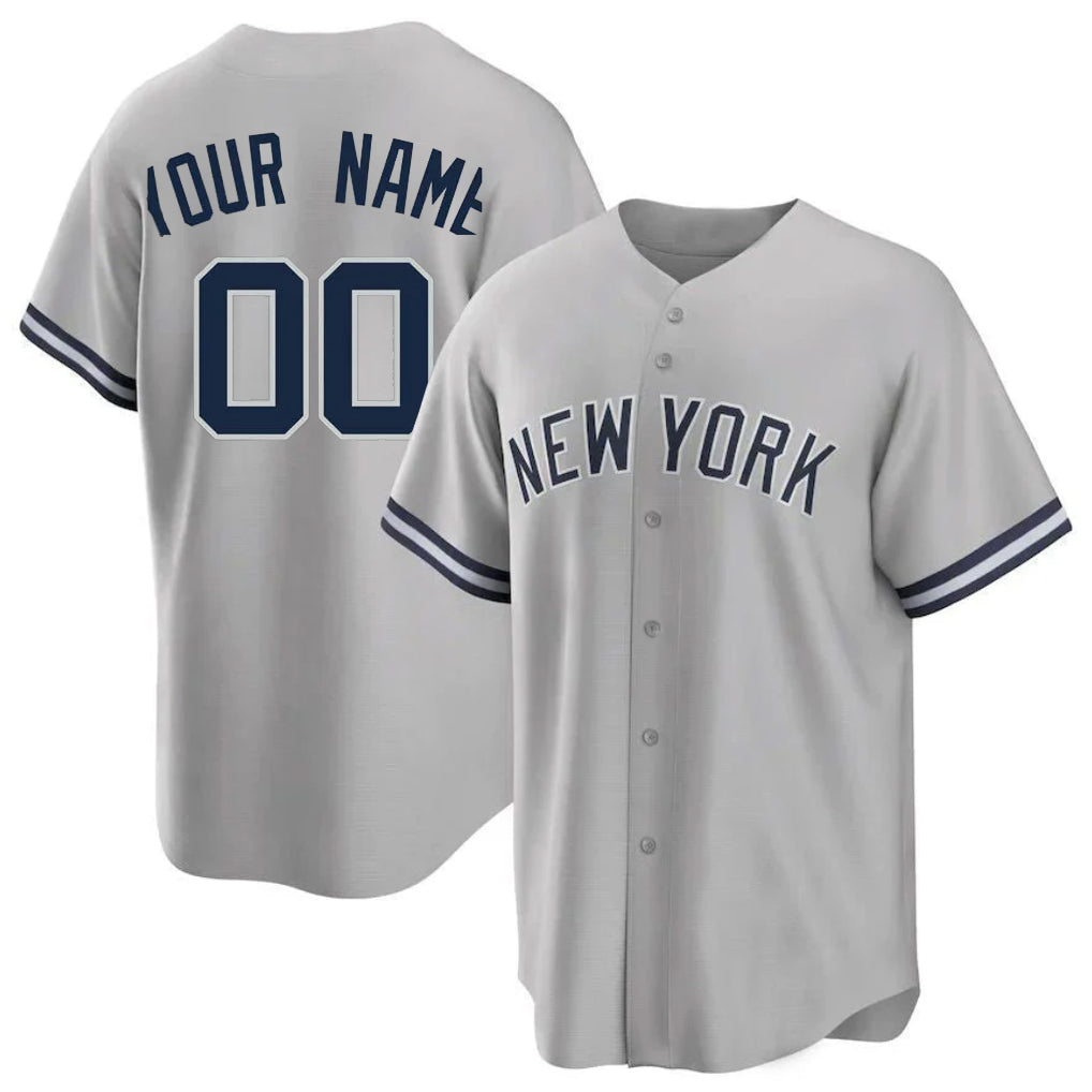 Custom NY.Yankees Gray Road Home Game Any Name & Number Gdoa Stitched Jerseys