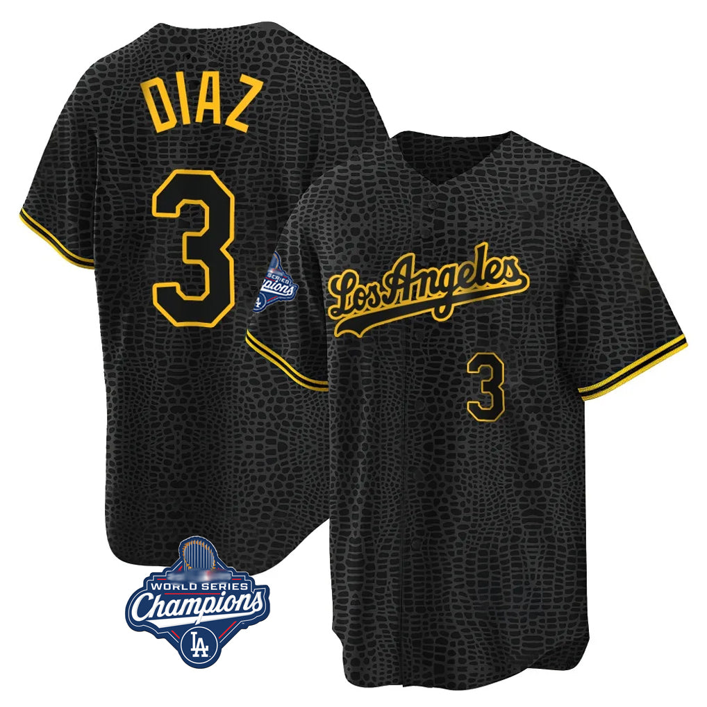 LA.Dodgers #3 Edwin D¨ªaz Player Black Gold World Series Meet Limited Home Fdoa Stitched Jerseys