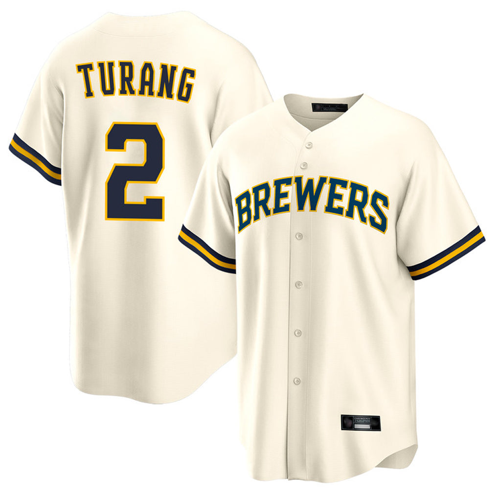 M.Brewers #2 Brice Turang Player Cream Home Game Fdoa Stitched Jerseys