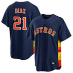 H.Astros #21 Yainer Diaz Player Navy Home Game Gdoa Stitched Jerseys