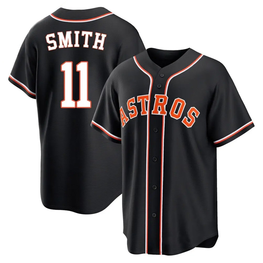 H.Astros #11 Cam Smith Player Black Fashion Out Home Game Gdoa Stitched Jerseys