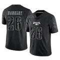 P.Eagles #26 Saquon Barkley Player Black Reflective Limited Home Game Gdoa Stitched Jerseys