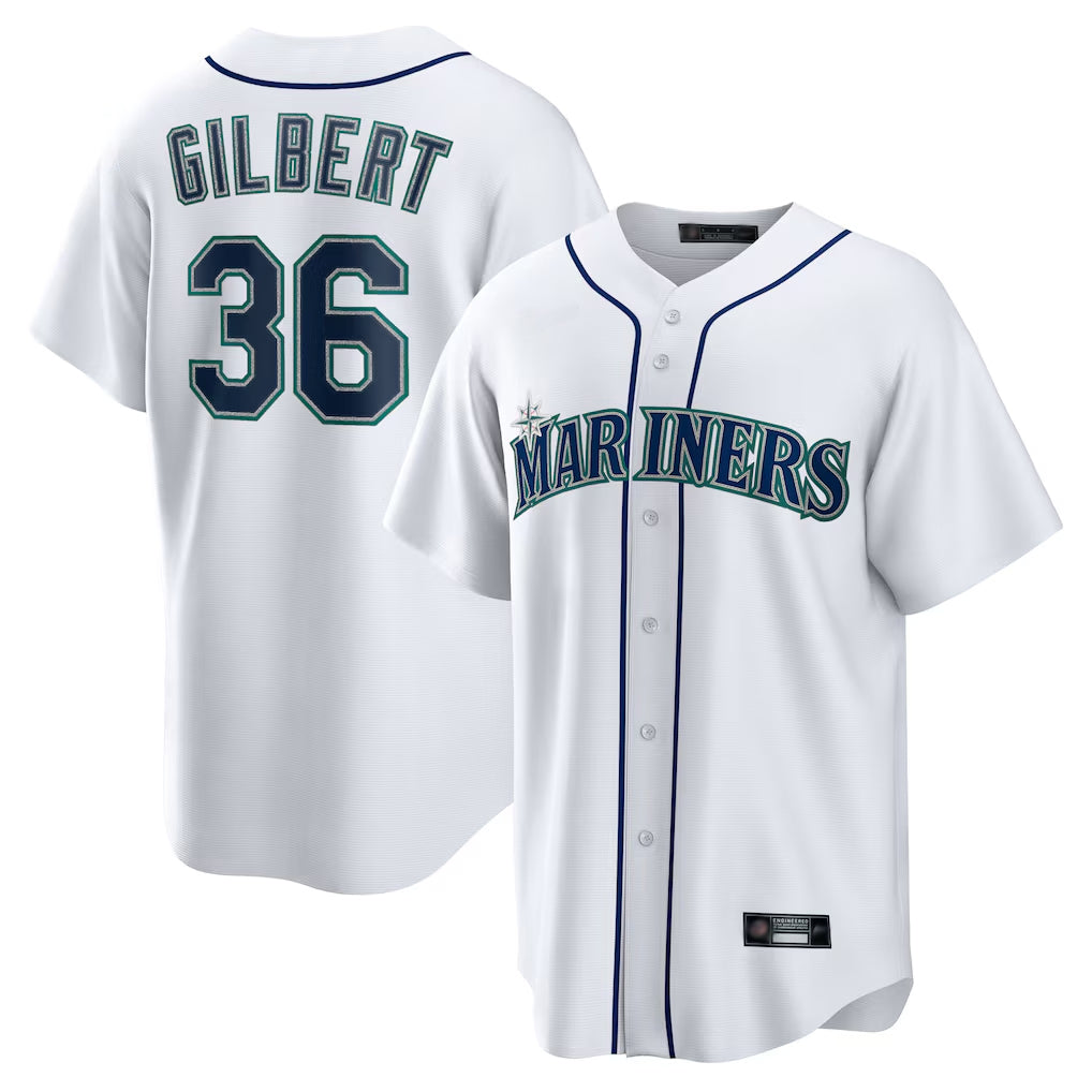 S.Mariners #36 Logan Gilbert Player White Home Game Fdoa Stitched Jerseys