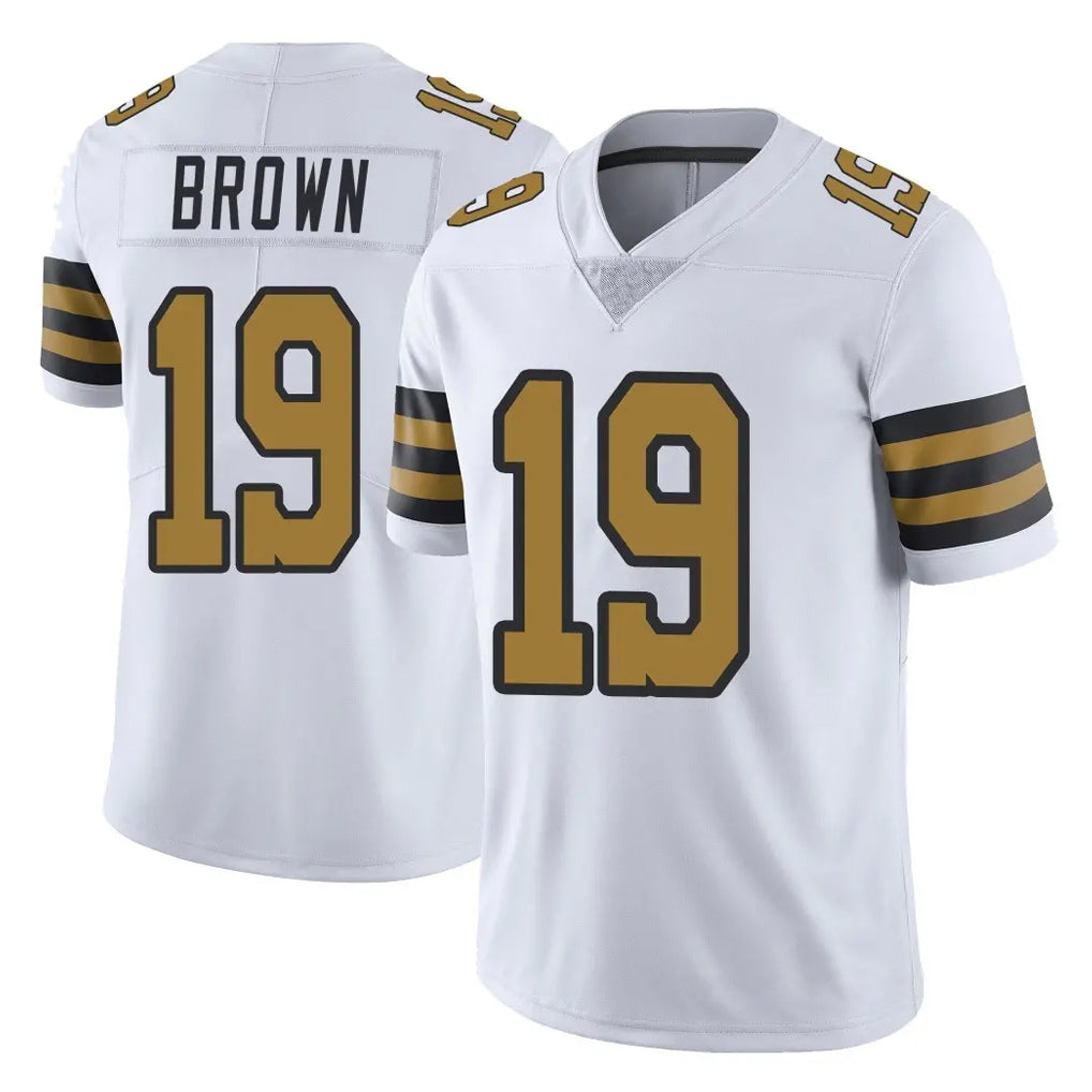 NO.Saints #19 Barion Brown Player White Limited Color Rush Home Game Gdoa Stitched Jerseys