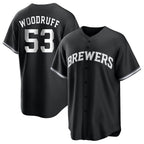 M.Brewers #53 Brandon Woodruff Player Black Game Home Fdoa Stitched Jerseys