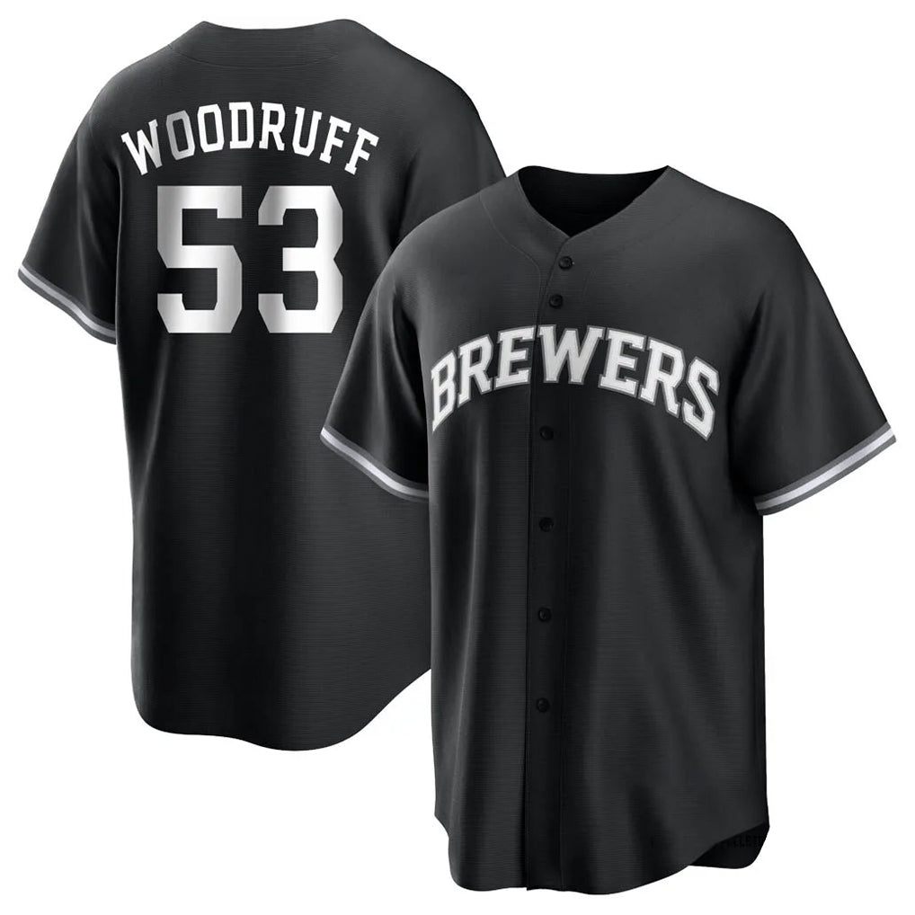 M.Brewers #53 Brandon Woodruff Player Black Game Home Fdoa Stitched Jerseys
