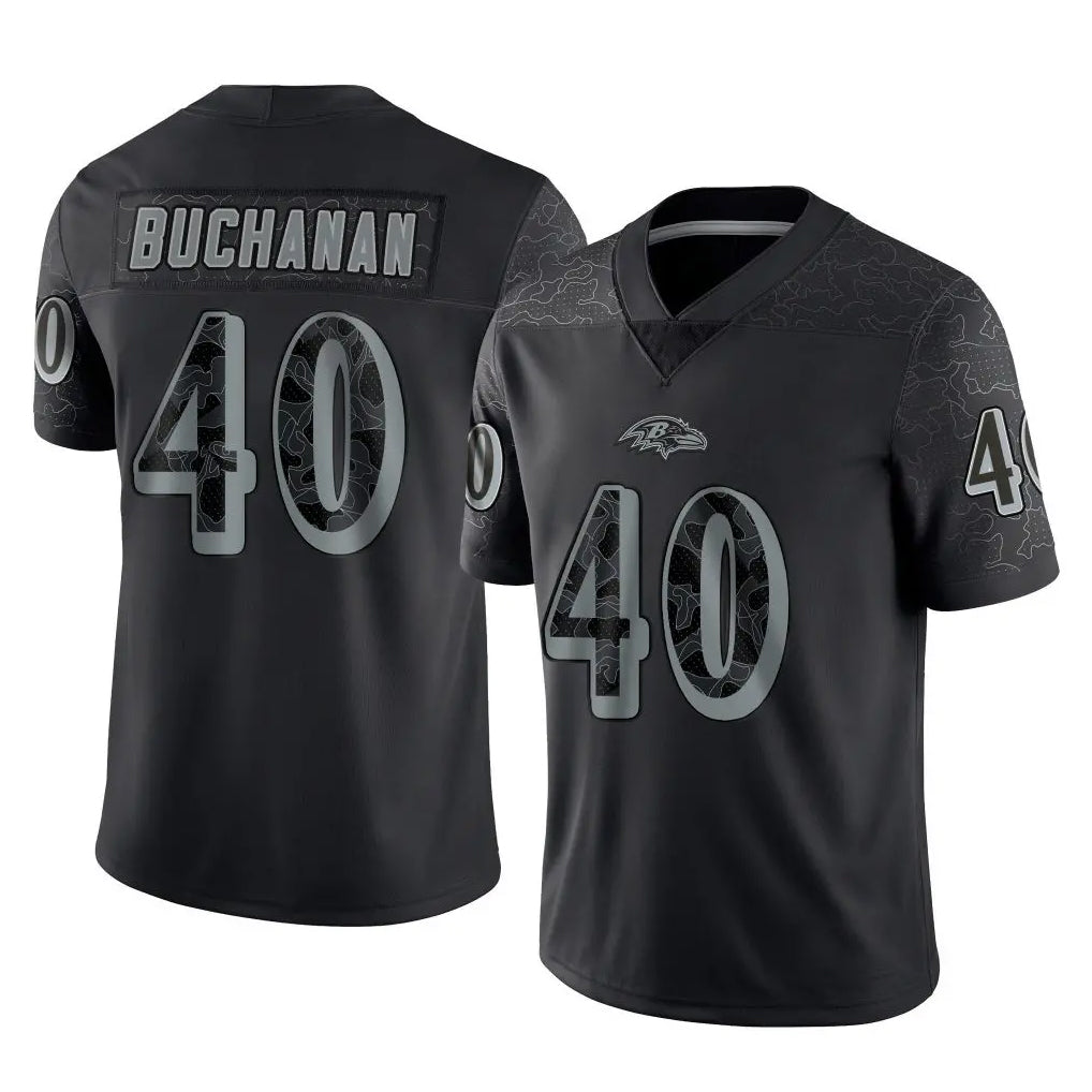 B.Ravens #40 Teddye Buchanan Player Black REFLECTIVE Limited Gdoa Stitched Jerseys