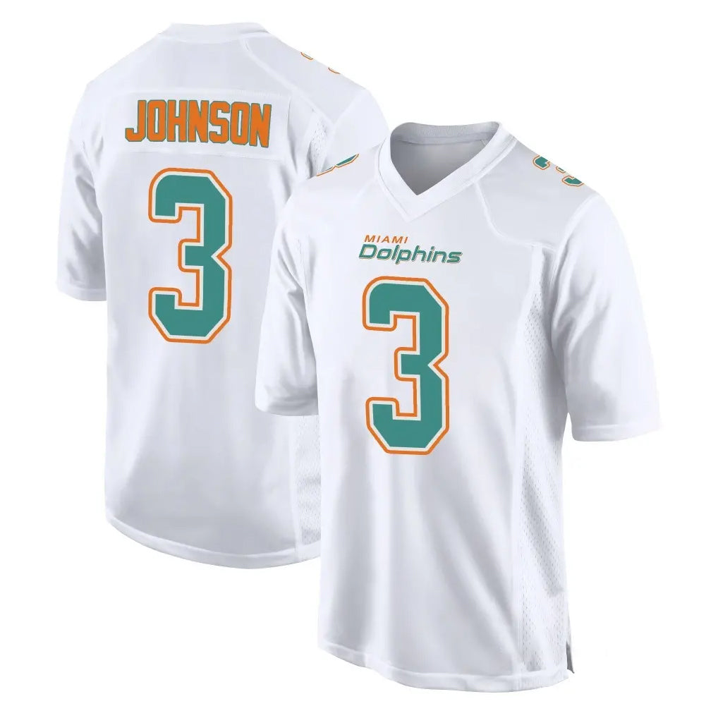 M.Dolphins #3 Chris Johnson Player White Fashion Home Game Gdoa Stitched Jerseys
