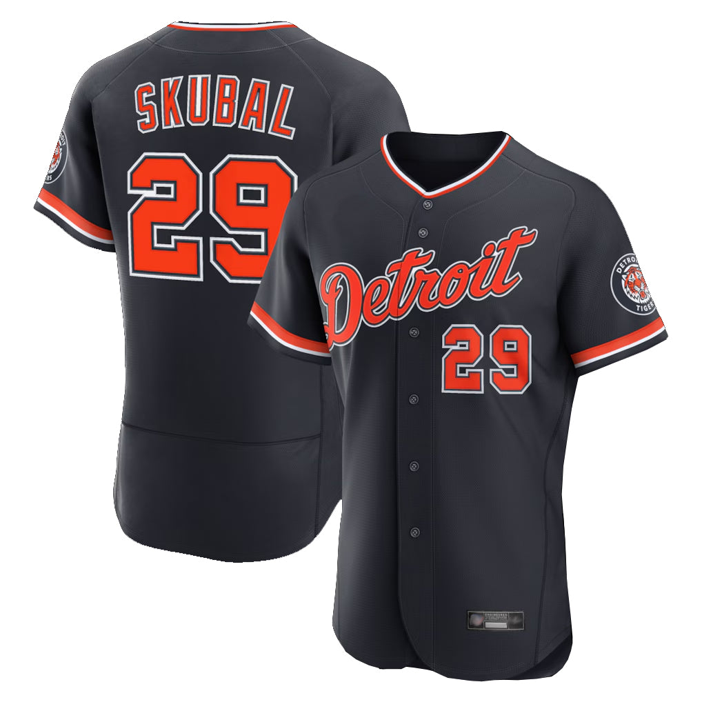 D.Tigers #29 Tarik Skubal Player Navy Limited Elite Home Game Gdoa Stitched Jerseys