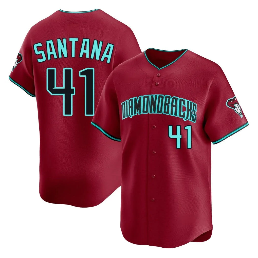 A.Diamondbacks #41 Carlos Santana Player Red Limited Home Game Gdoa Stitched Jerseys