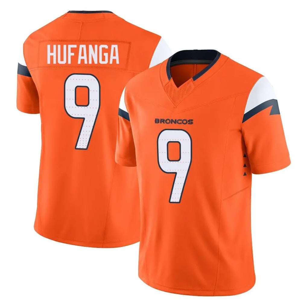 D.Broncos #9 Talanoa Hufanga Player Orange Vapor F.U.S.E. Limited Home Game Gdoa Stitched Jerseys