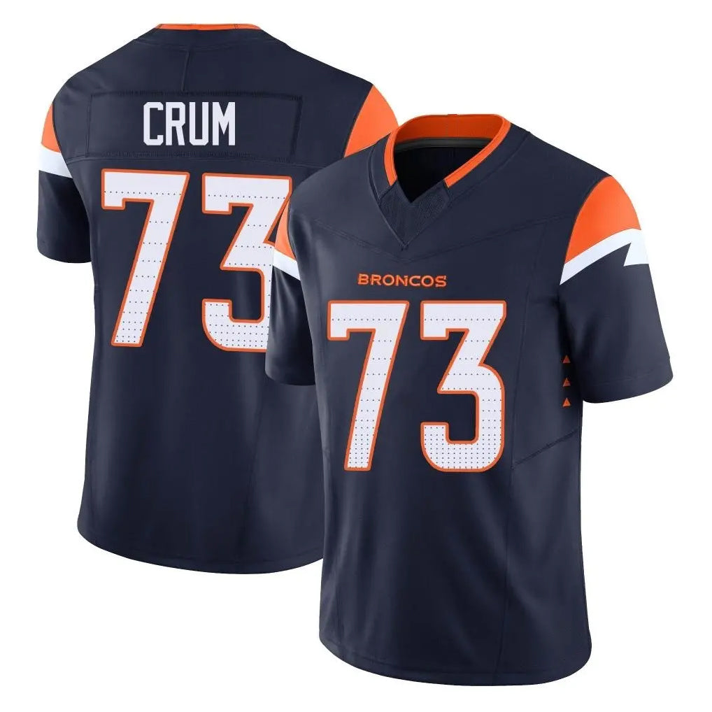 D.Broncos #73 Frank Crum Player Navy Limited Vapor F.U.S.E. Home Game Gdoa Stitched Jerseys
