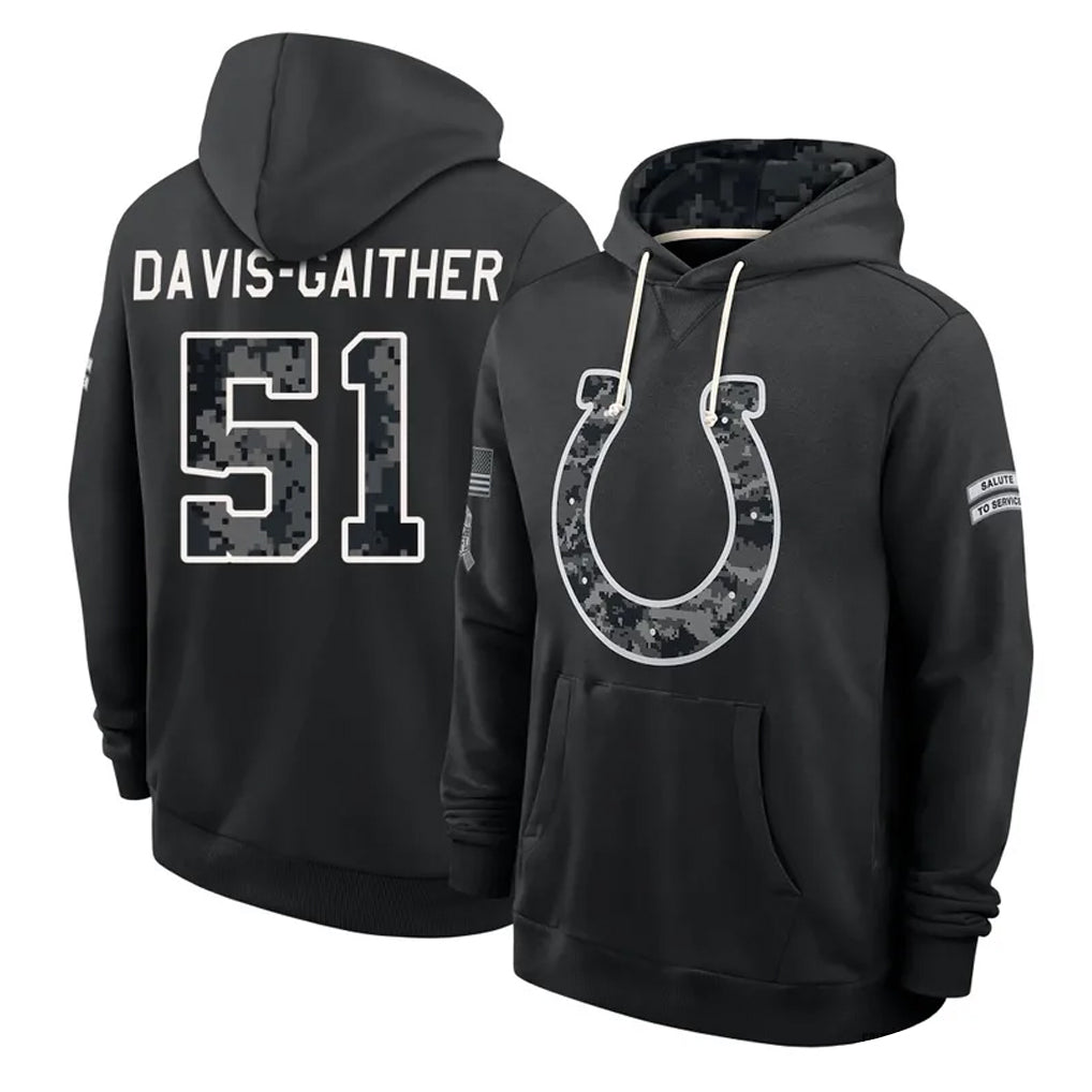IN.Colts #51 Akeem Davis-Gaither Player 2026 Black Logo Pullover Hoodies Limited Game Gdoa Stitched Jerseys