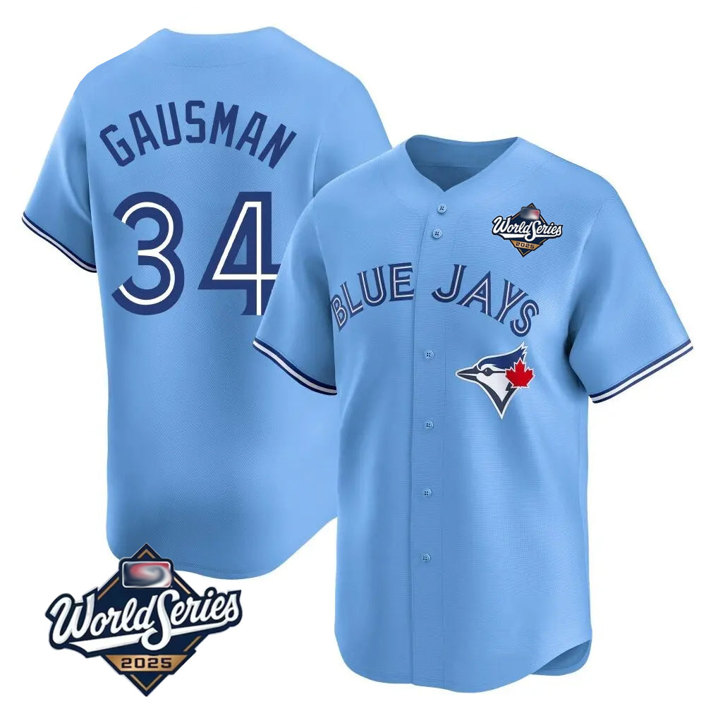 T.Blue Jays #34 Kevin Gausman Player Blue 2025 World Series Limited Fdoa Stitched Jerseys