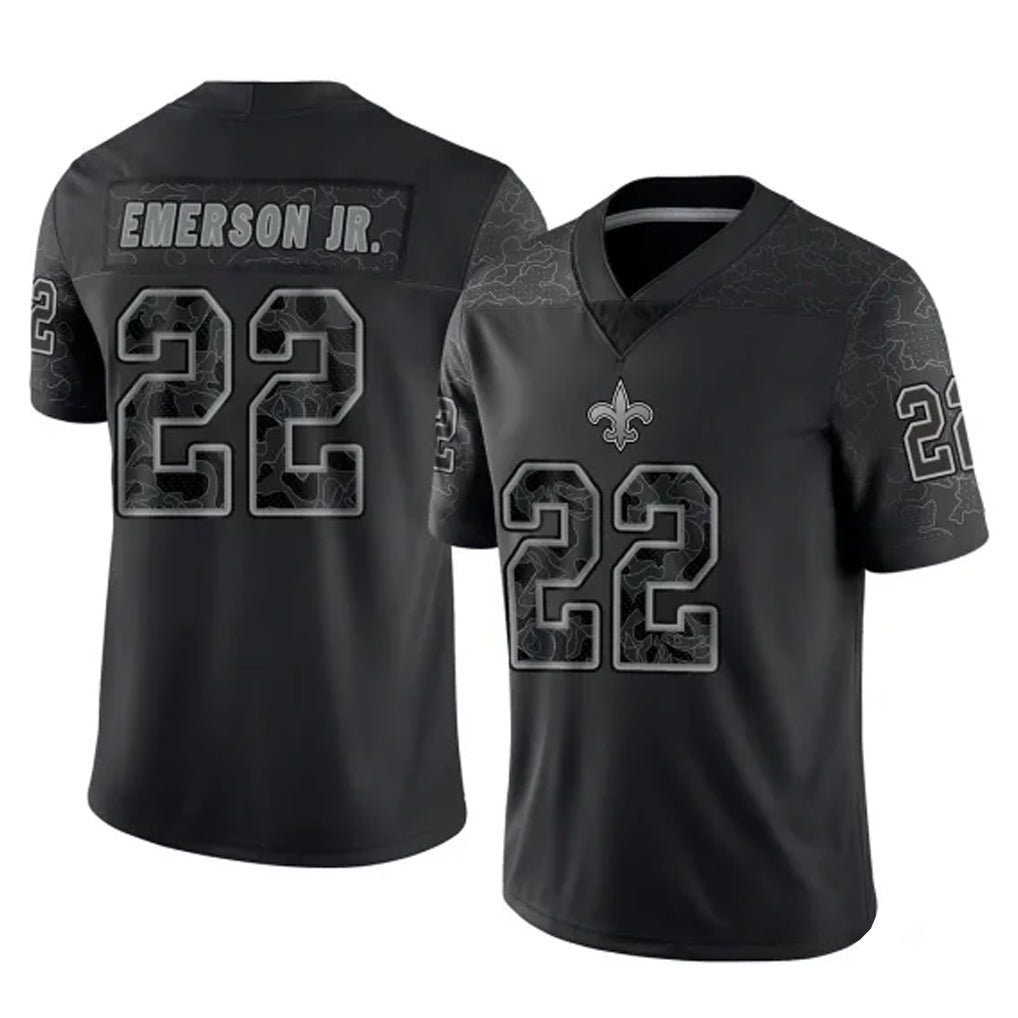 NO.Saints #22 Martin Emerson Jr. Player Black Limited Reflective Home Game Gdoa Stitched Jerseys