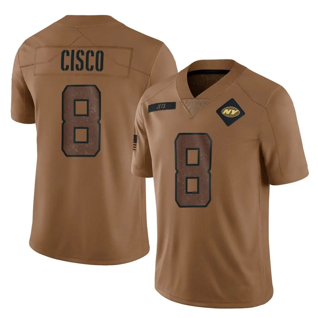 NY.Jets #8 Andre Cisco Player Brown Salute To Service Limited Gdoa Stitched Jerseys