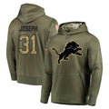D.Lions #31 Kerby Joseph Player Olive Salute to Service Pullover Hoodies Home Game Gdoa Stitched Jerseys