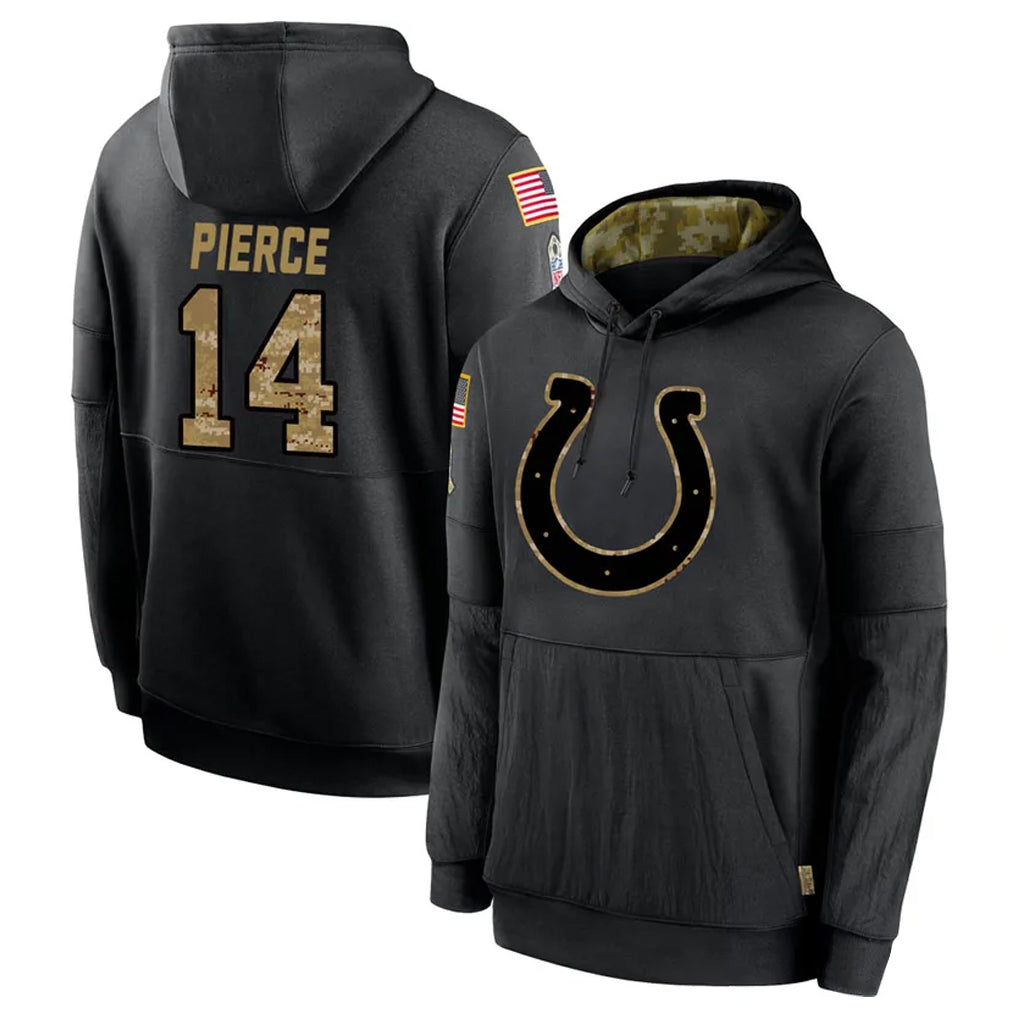 IN.Colts #14 Alec Pierce Player Black Salute to Service Hoodies Limited Game Gdoa Stitched Jerseys